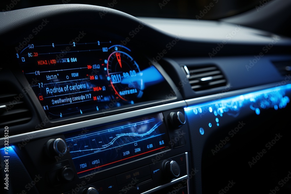 Dynamic hologram. floating chart with finger pressing icon on innovative digital dashboard.