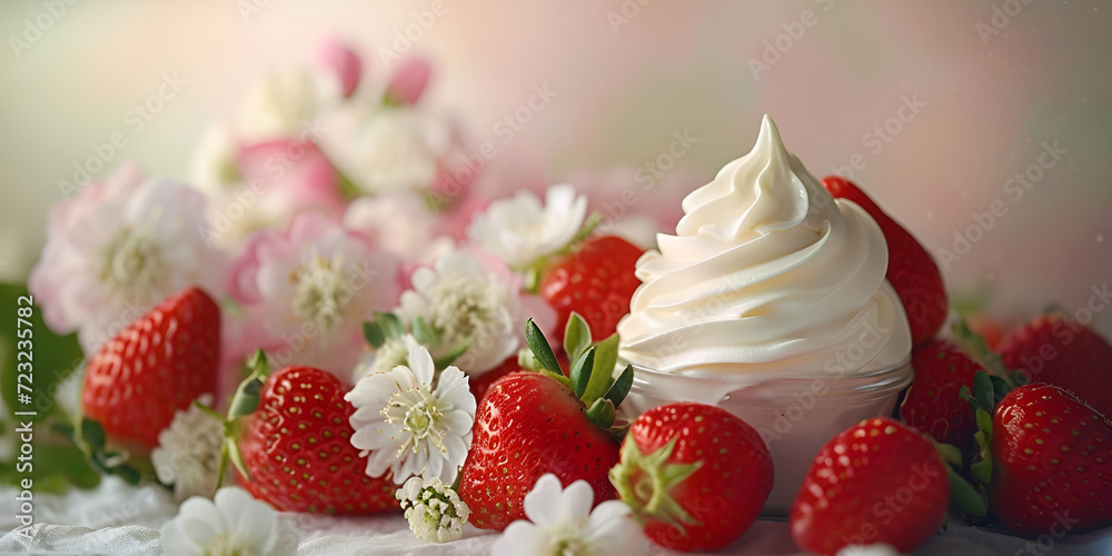 Fresh Red Strawberries on a Wooden Table with pink background Fresh Red Strawberries on a Wooden Table with pink background