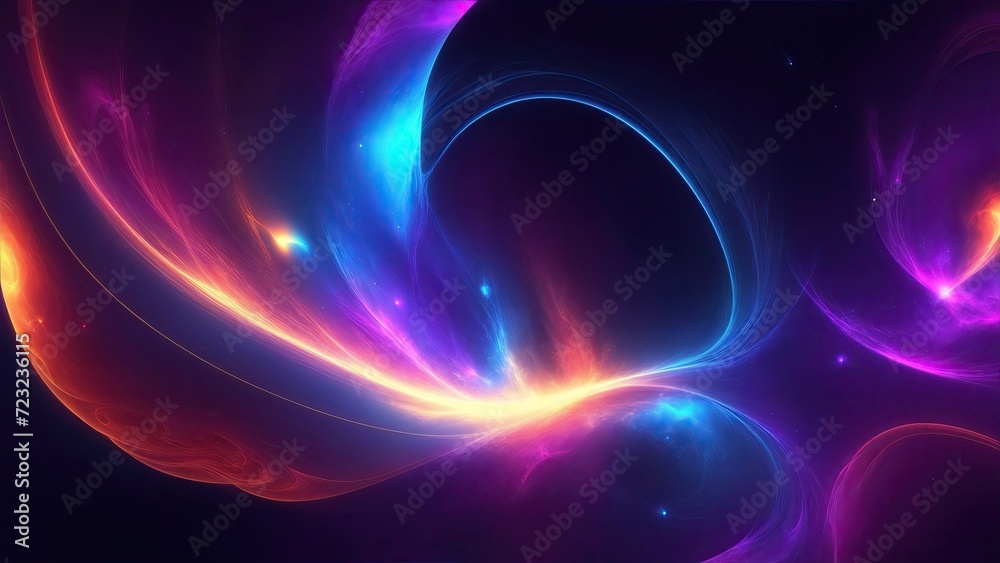 Abstract neon space fractal wallpaper