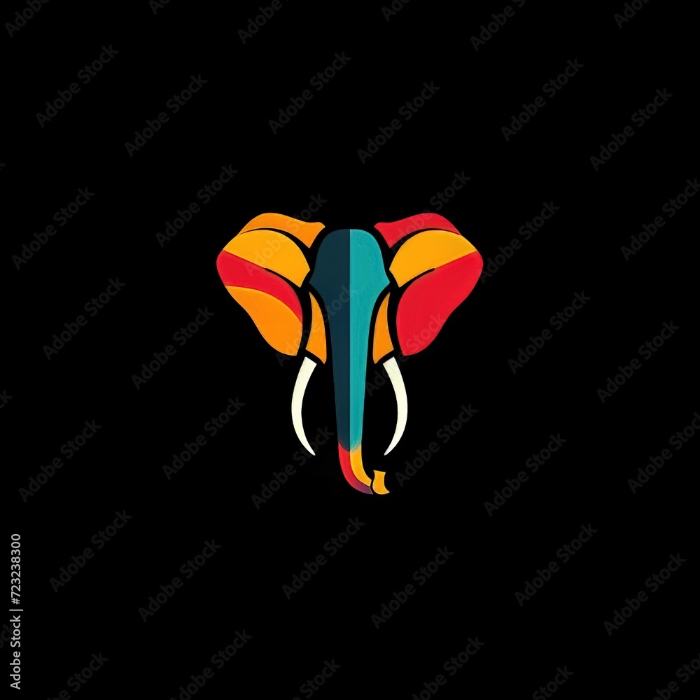 Obraz premium wild elefant head design logo with a minimalistic and vector-style aesthetic 