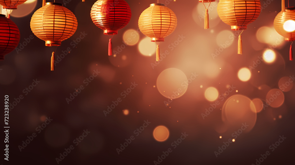 Chinese New Year background, Lunar New Year greeting card template with copy space Chinese New Year background, Lunar New Year greeting card template with copy space