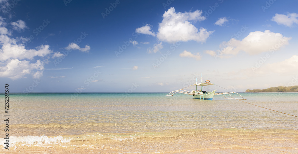 Weite, offene Meereslandschaft am Nacpan Beach, Palawan, Philippinen Weite, offene Meereslandschaft am Nacpan Beach, Palawan, Philippinen
