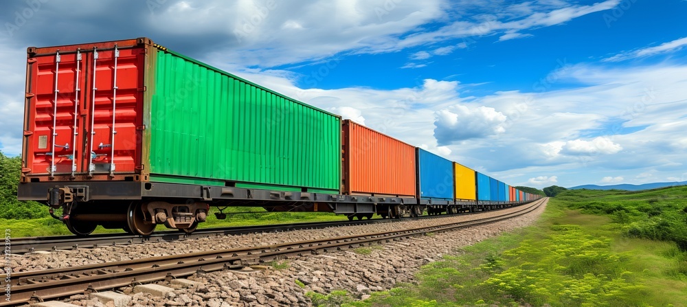 Efficient logistics shipping containers arriving at rail yard for streamlined operations Efficient logistics shipping containers arriving at rail yard for streamlined operations