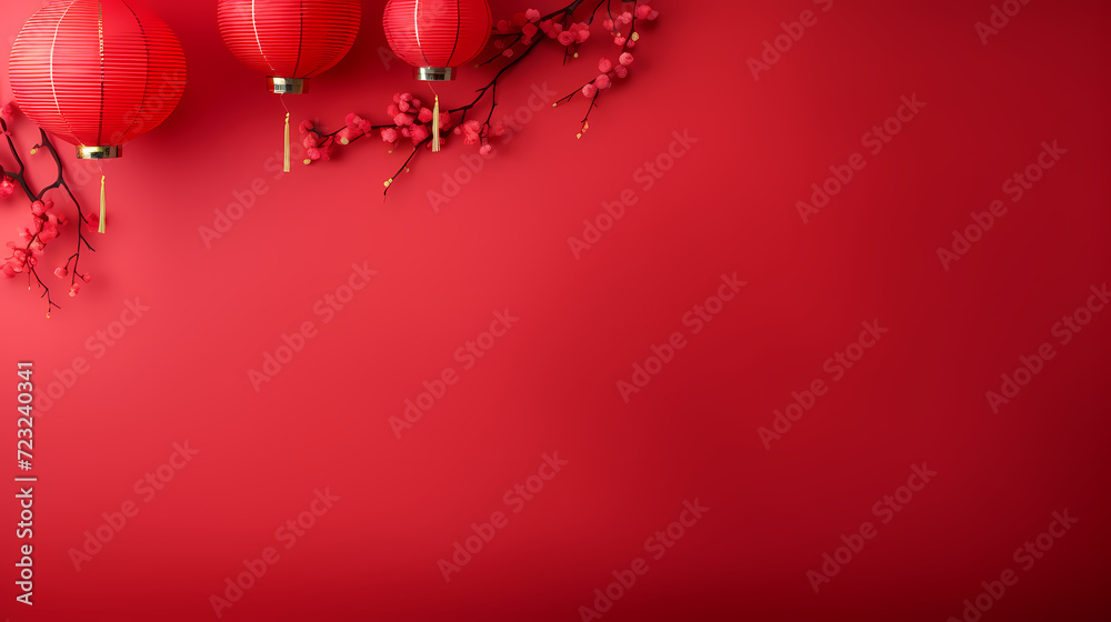 Chinese New Year background, Lunar New Year greeting card template with copy space Chinese New Year background, Lunar New Year greeting card template with copy space