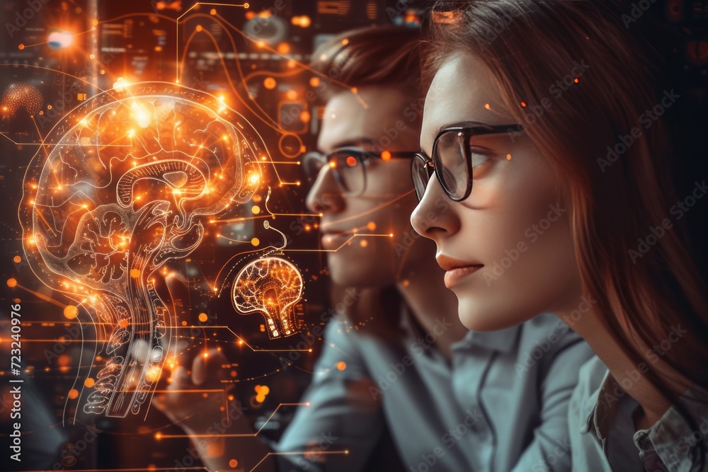 cyber woman with background cyber woman with background