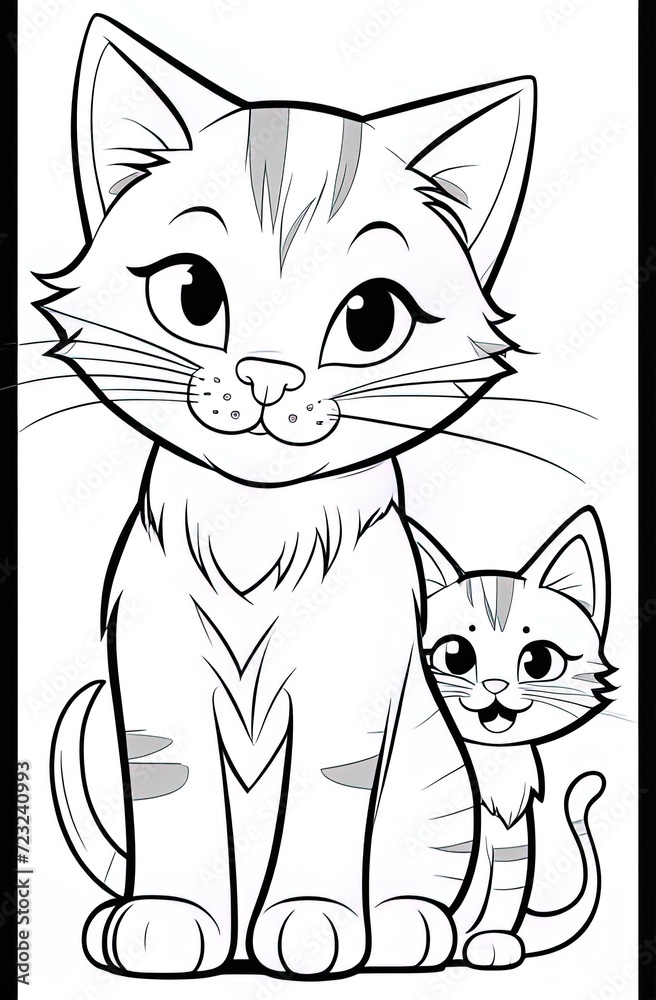 Obraz premium Cat. Coloring book antistress for children and adults. Illustration isolated on white background. Zen-tangle style. Hand draw. Sketch in zen-tangle style. Vector picture