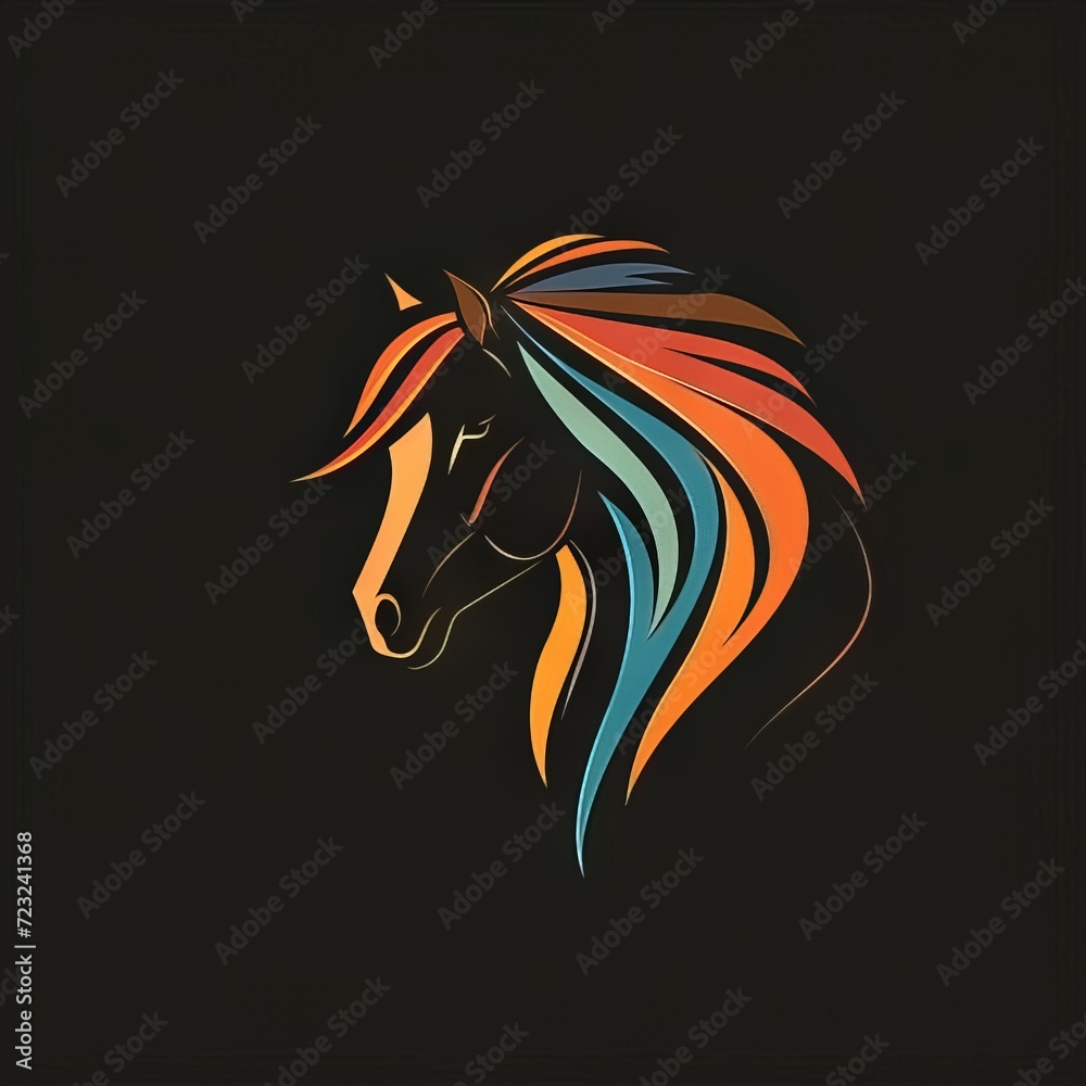wild horse head design logo with a minimalistic and vector-style aesthetic
