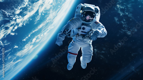 A depiction of an astronaut in spacewalk.