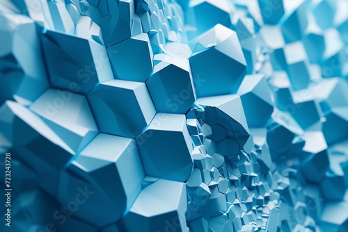 abstract blue extruded voronoi blocks background photo