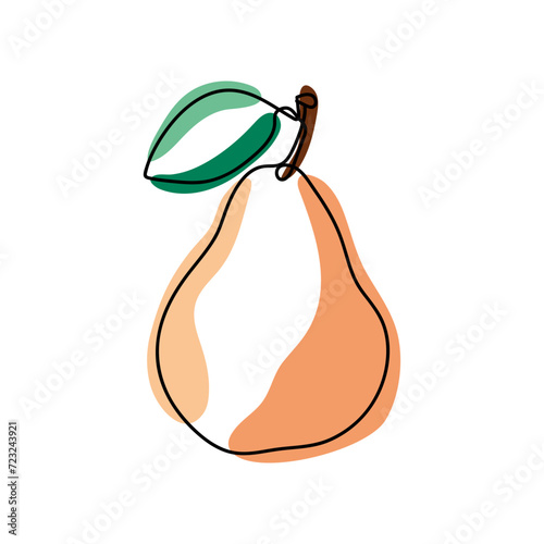 A pear icon in the style of a line on a white background. For the design of signage, banners, labels. Vector graphics photo