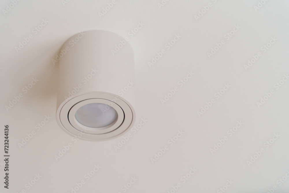 White spot light on the stretch ceiling White spot light on the stretch ceiling