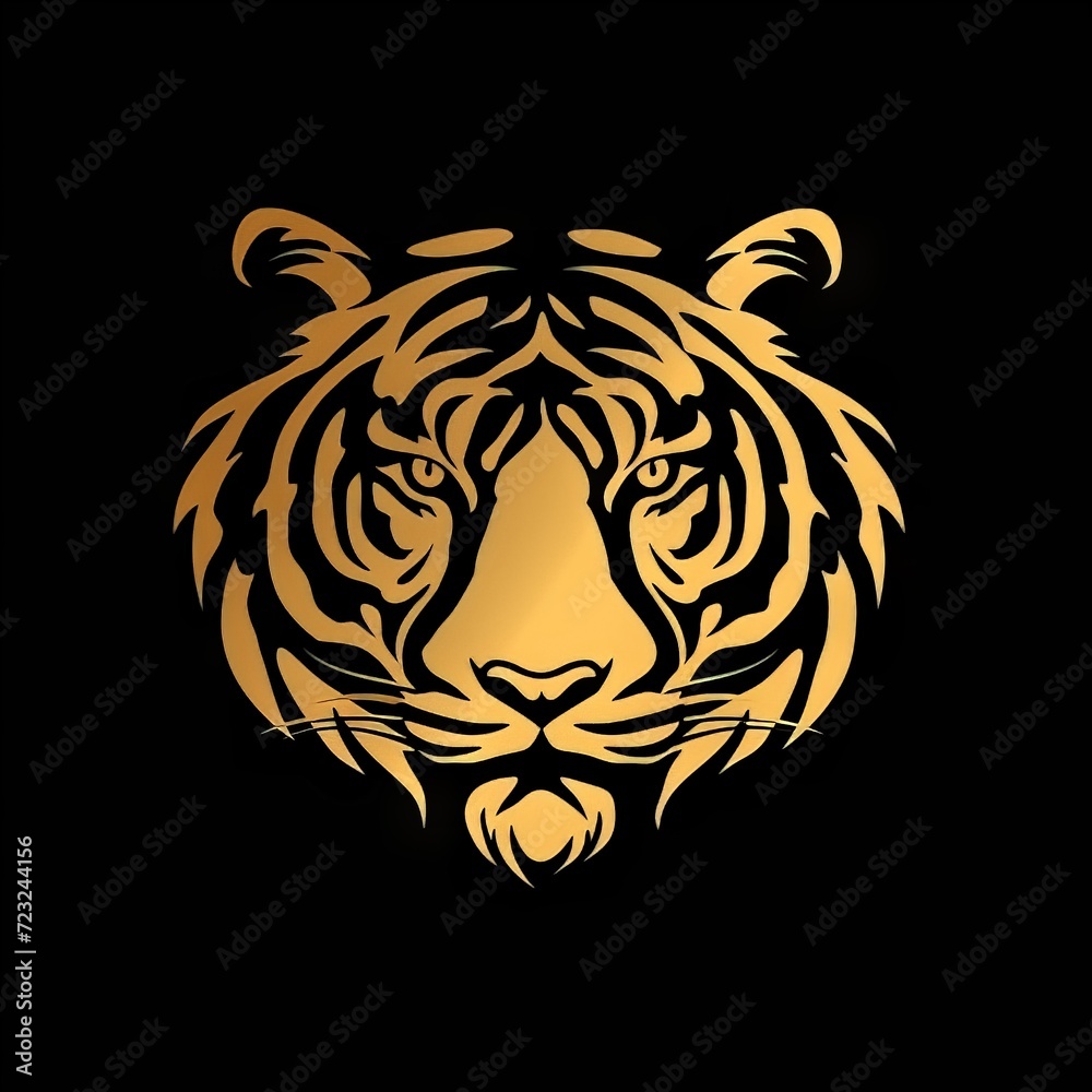 wild tiger head design logo with a minimalistic and vector-style aesthetic
