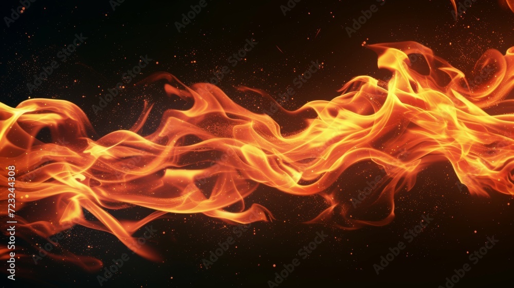 Fire flame on black background Fire flame on black background
