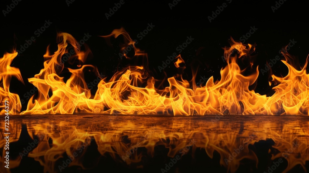 Obraz premium Fire flame on black background