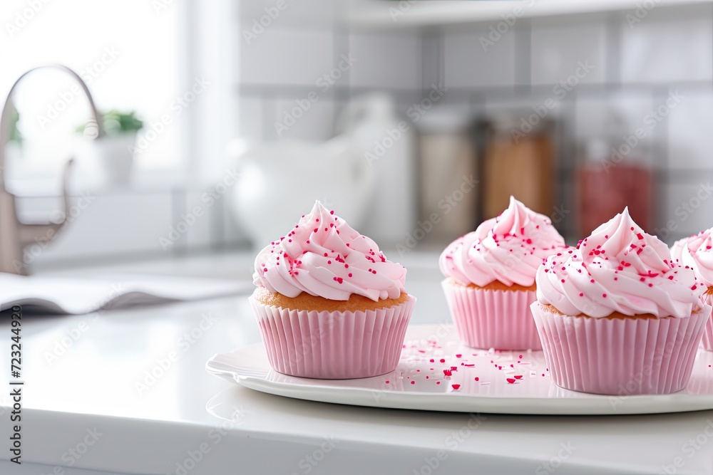 Pink Valentines Day Heart Cupcakes