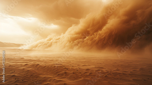 A fierce sandstorm in a desert. © Legano