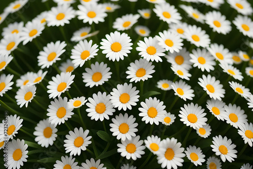 Beautiful fully bloomed daisy flower field background