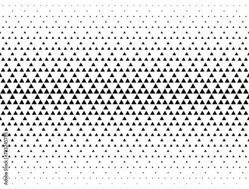 Seamless halftone vector background. Filled with black triangles. 36 figures in height.