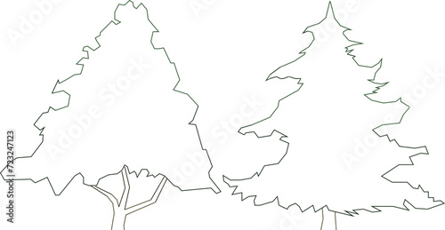 vector illustration design, collection of simple tree plant sketches