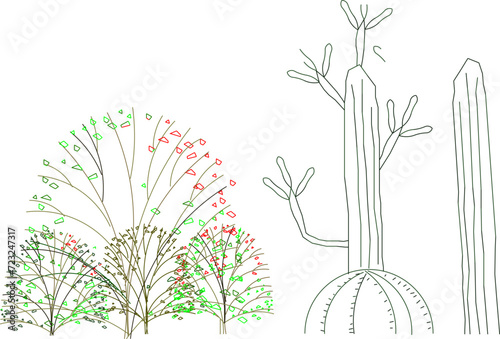 vector illustration design, collection of simple tree plant sketches for graphic completeness