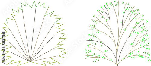 vector illustration design, collection of simple tree plant sketches for graphic completeness