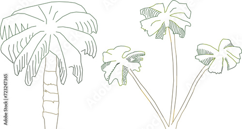 vector illustration design, collection of simple tree plant sketches for graphic completeness 