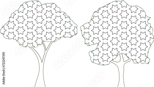 vector illustration design, collection of simple tree plant sketches for graphic completeness