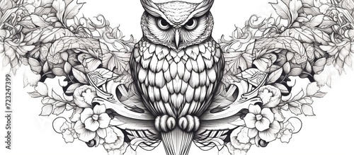 Foto black and white engrave isolated owl
