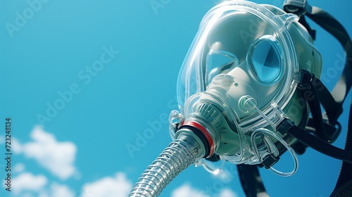 medical aerosol. bronchitis nebulizer mask. Compressor Inhaler with long air tube . Steam bronchit, astma inhalation. photo