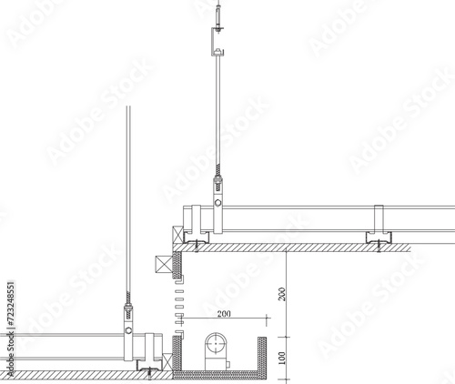 Vector sketch illustration of architectural design details for installing ceiling ornaments