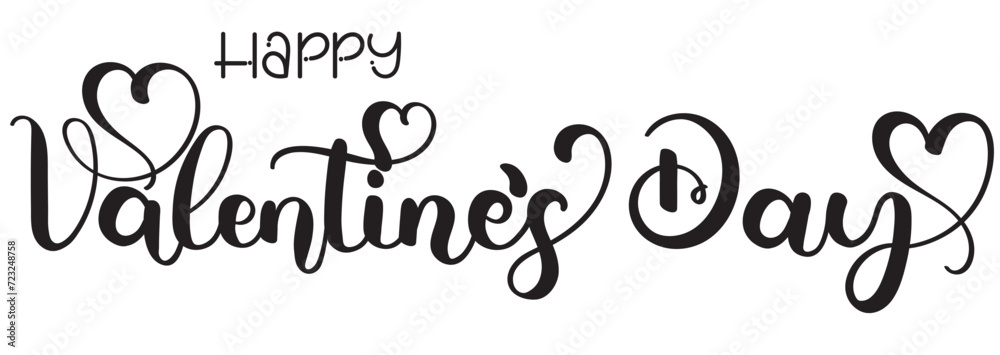 Horizontal banner Happy VALENTINES DAY with hearts and ornaments. Valentine's Day sale celebration. Illustration decoration letters 