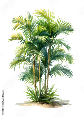 Areca Palm Tree  watercolor isolated on white or transparent background