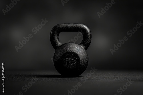 Black kettlebell on black background photo