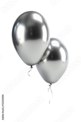 silver metallic balloons isolated