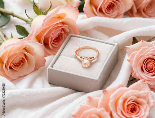 Romantic Valentine's Day Gift - Engagement Ring, Scented Candles, Roses Gen AI photo