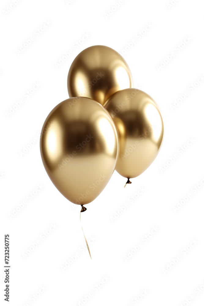 Three shiny metallic gold balloons Three shiny metallic gold balloons
