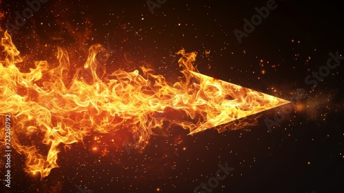 Fire in form of arrow. Fire flame on black background. Hot direction icon © Vladimir