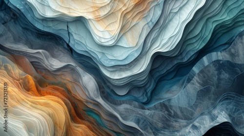 Modern Abstract Painting of Rocks and Mountains in the Style of Retro Filters and Patchwork Patterns - Landscape varying Grains Color Fielded Wallpaper created with Generative AI Technology photo
