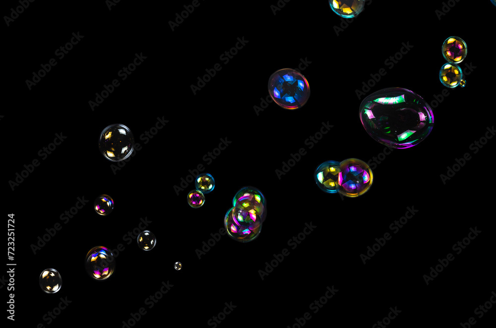 Soap bubbles isolated on a black background Soap bubbles isolated on a black background