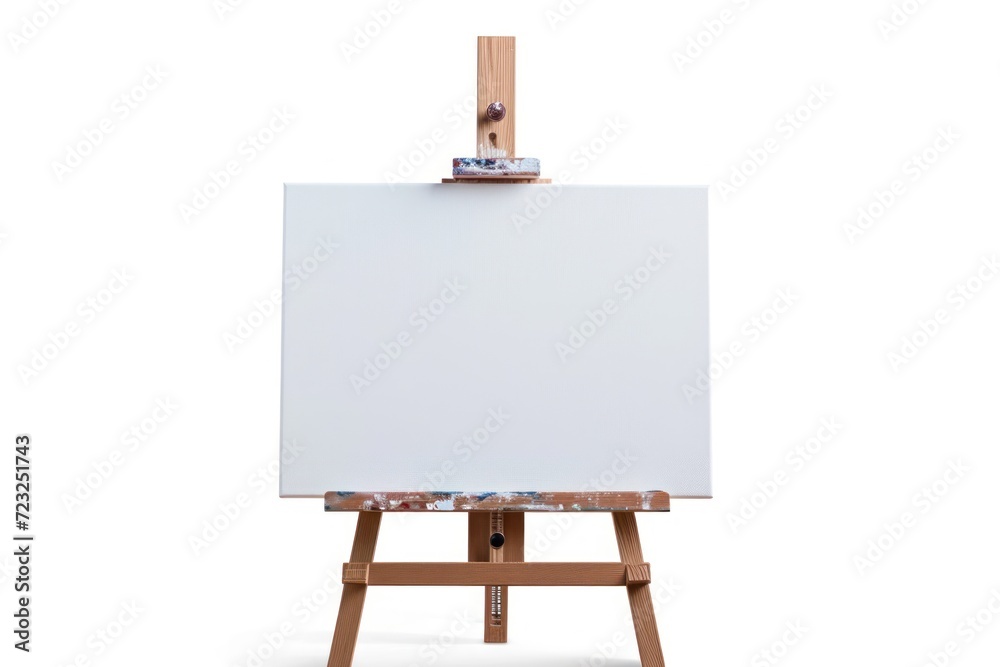 Blank canvas on a wooden easel white background Blank canvas on a wooden easel white background