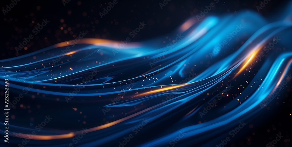 Fototapeta premium An abstract background with blue lines form in the style of bokeh, digital illustration, light-filled, luminous objects, infinity nets