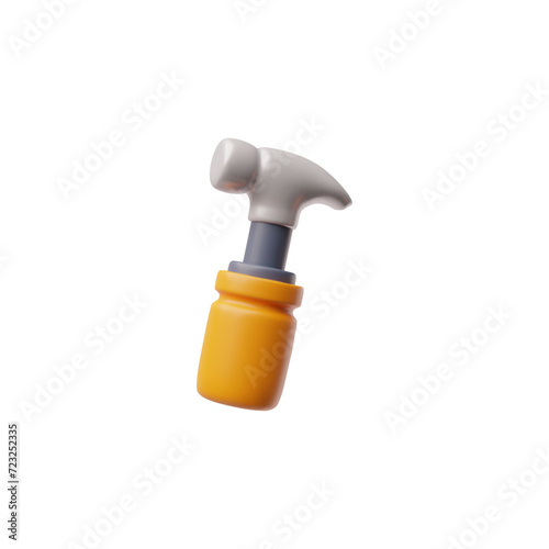 Hammer, 3d volumetric icon, vector illustration isolated on white