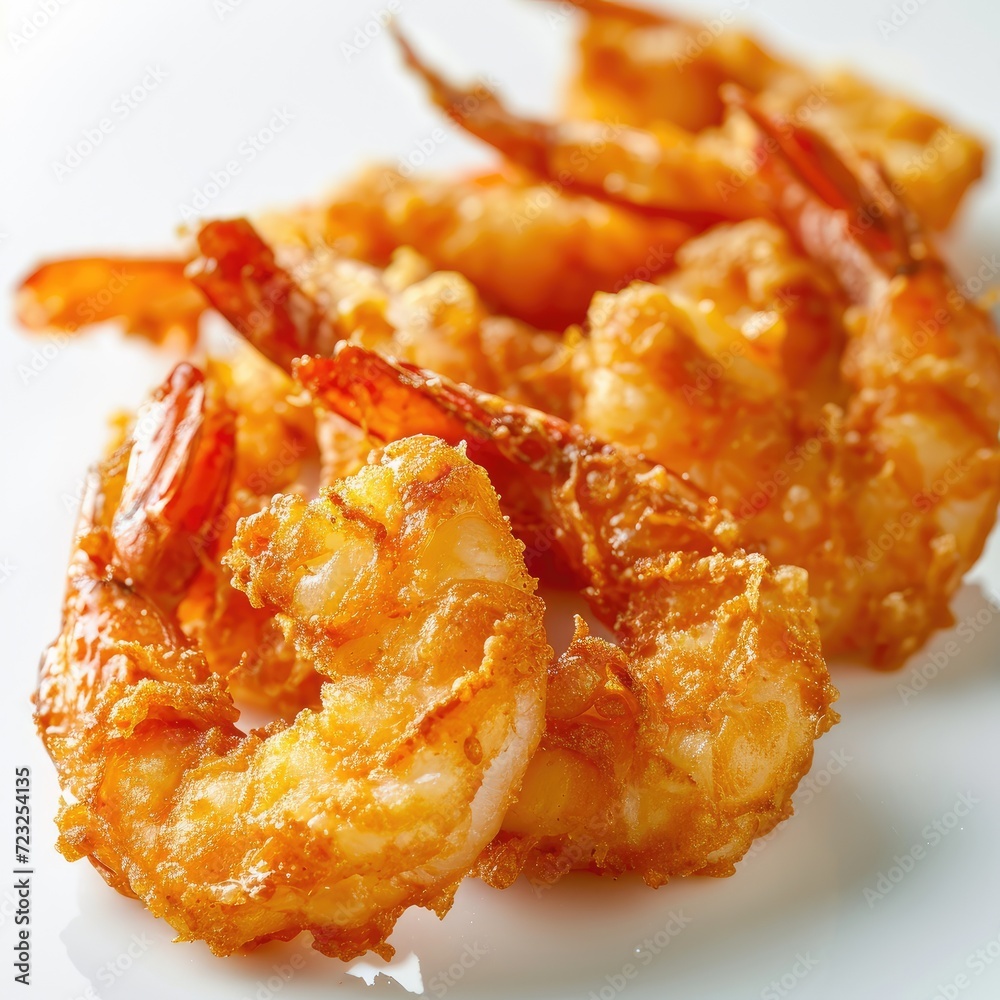Fried shrimp ball on white background.