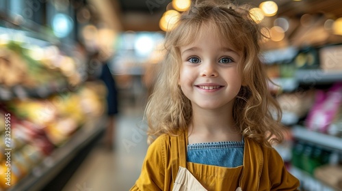 Adorable Girl Shopping for Fresh Produce at the Supermarket