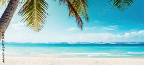 Tropical Beach Paradise with Palm and Azure Ocean © spyrakot