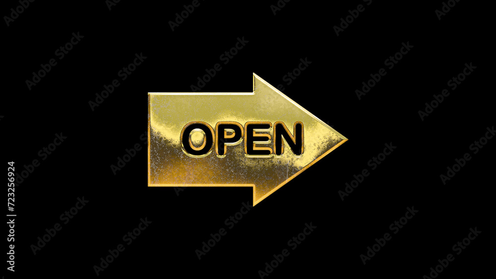 Open gold sign icon isolated on black background cut out Open gold sign icon isolated on black background cut out