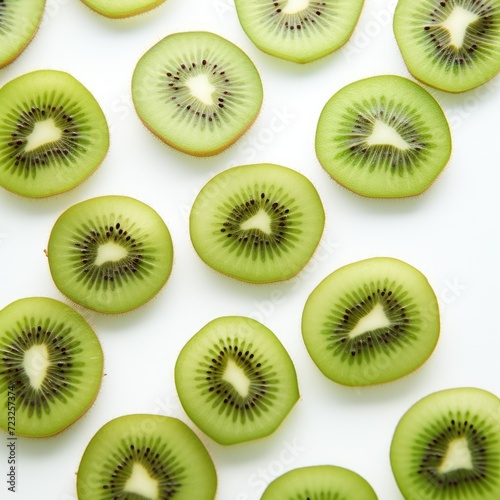kiwi fruit slices on white background