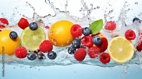 Splash water with freshnes fruits