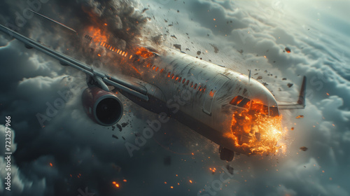 A passenger plane explodes and tears it apart in mid-air