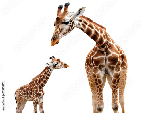 Giraffe and cute baby giraffe, cut out